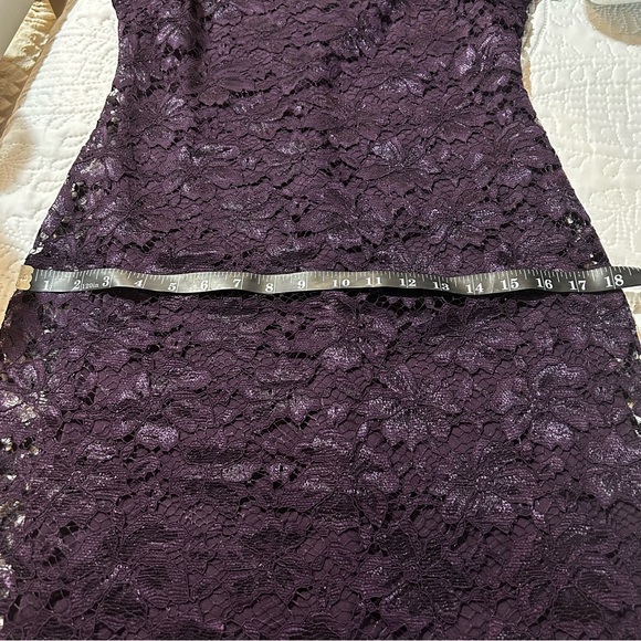 Enfocus Studio Purple Lace Dress Lined Modest Minimalist Wedding Guest Size 8 - Picture 10 of 11
